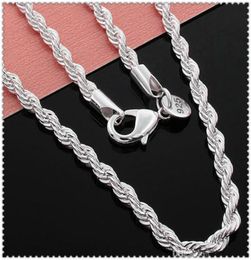 4MM 925 Sterling silver ed Rope chain 1630inches Female Luxury High quality necklace For womenmen Fashion Jewelry in bulk1276807
