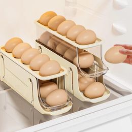 Kitchen Storage Egg Carton Slide Roller Three-layer Large Capacity Box Refrigerator Side Door Rack Food Container