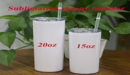 Sublimation Tumbler 20oz Skinny Tumbler Slim Tumbler Double Wall Stainless Steel Vacuum Insulated Coffee Mug Tapered Cup With Stra1045748