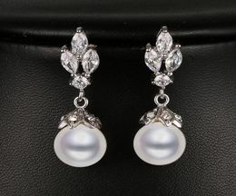 Emmaya Fashion Marquise Shape Cz Pearl Earring White Gold Colour Bridal Wedding Earring New Arrival Beautiful Gift4473062