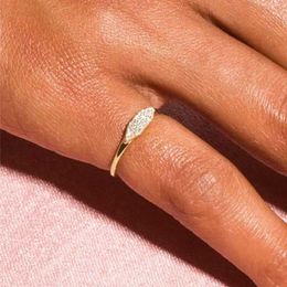 Wedding Rings Dainty Minimalist Womens Stacked Ring Trend Cubic Zircon Gold Crystal Finger Accessories Jewellery Gift R737 Q240511