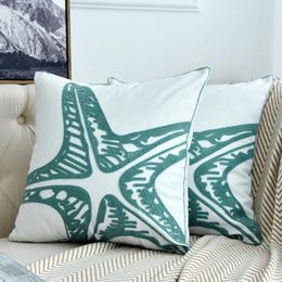 Pillow Lake Blue Green Cotton Embroidered Geometric Wool Sofa Cover Bedroom Ocean