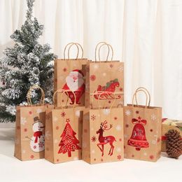 Gift Wrap 1/2/3pcs Christmas Kraft Paper Bag Santa Claus Snowflake Small Bell Xmas Packaging Box Supplies