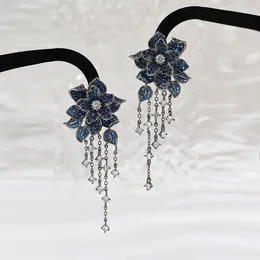 Dangle Earrings EVACANDIS Flower 5A Cubic Zirconia Tassel For Women Gorgeous Wedding Dress Jewellery Plated 18k Golden