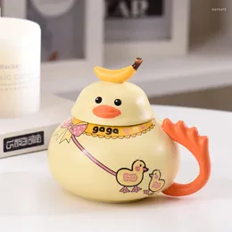 Mugs Creative Cute Cartoon Banana Friend Duck Explodes Rich With Scallion Ceramic Mug