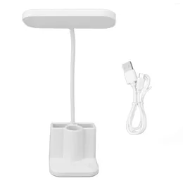 Table Lamps Small Study Lamp Portable Rechargeable LED Desk 3 Colour Modes Built In 1200mAh Battery With Pen Phone Holder For Bedroom