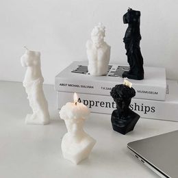 5Pcs Candles Creative black candle David statue aromatherapy candle ins home decorative scented candle vintage room decor Centrepieces