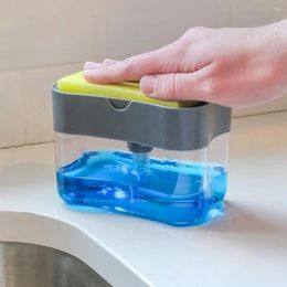 Liquid Soap Dispenser Manual Press Pump Shower Automatic Box Kitchen Cleaning Sponge Washing Dish Brush Pot Organizer