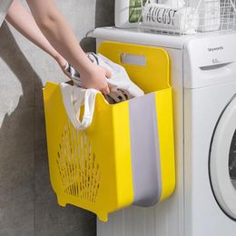 Laundry Bags Large Capacity Basket Wall Mounted Folding Storage Hollowout Dirty Bag Handy Portable Organiser