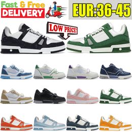 Designer shoes flat sneaker trainer Embossed Casual shoes denim canvas leather white green redblue letter fashion platform mens womens trainers