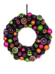 Decorative Flowers Halloween Eyeball Shatterproof Wreath Indoor Decoration15 In