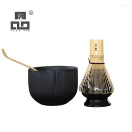 Teaware Sets TANGPIN 4pcs/set Traditional Matcha Giftset Bamboo Whisk Scoop Ceremic Bowl Holder Tea