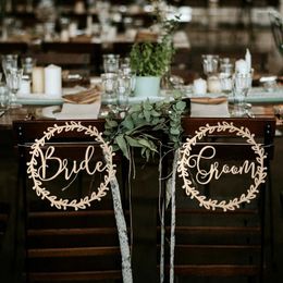 Party Decoration Wedding Wooden Bride And Groom Chair Signs Props Po Supplies Happy Birthday