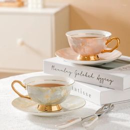 Mugs European Bone Porcelain Coffee Cup Set Ceramic Simple Plate Water British Afternoon Tea