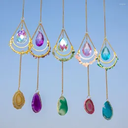 Decorative Figurines Hanging Pendant Crystal Prism Fashion Gift Natural Stones Agate Rainbow Maker Sun Catchers Window Decor