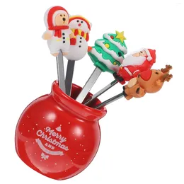 Forks Fruit Fork Set Christmas Xmas Appetiser Party Cake Picks Dessert Eating Adorable Decorations