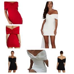 skirt party dresses for women bodycon dress graduation Off the shoulder Capped Short Sleeve Backdess Mini dress Ployester Bow Misses S XL womens dress party dress