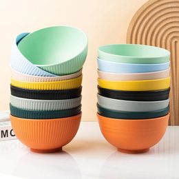 Bowls 4Pcs Nordic Coloured Wheat Straw Circular Shatter Resistant Plastic Tableware For Household Use