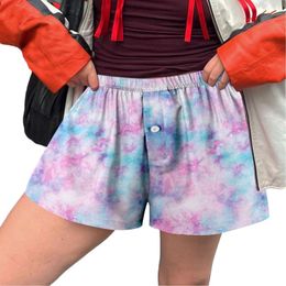 Women's Shorts Women Cute Soft Elastic Low Waist Plaid Print Button Front Pyjama Bottoms Boxer Sleepwear Cardigan For Short