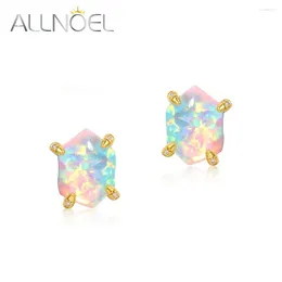 Stud Earrings ALLNOEL 925 Sterling Sliver For Women Irregular Synthetic Opal Gold Plated Unique Birthday Gifts Jewellery