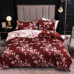 Bedding Sets Floral Printed Duvet Cover Set Blooming Flowers Pattern 3 Pieces With Pillowcases