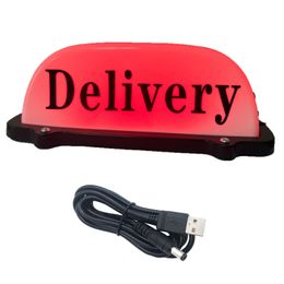Delivery Sign Indicator Lights Rechargeable Lithium Battery Lamp Car Roof Top Taxi LED Light Cab Topper Magnetic Base