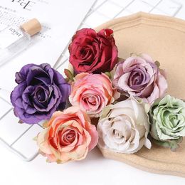 Decorative Flowers 5Pcs Artificial Heads Home Decor High Quality Marriage Wedding Decoration Fake DIY Craft Wreath Gift Accessories