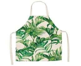 Linen Aprons Cute Printed Green Plants Kitchen Aprons Adult Women Men Kitchen Cooking Baking Cleaning Aprons Cooking Accessories9540085