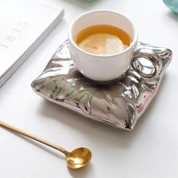 Mugs Home Furnishings Nordic Pure Color Ceramic Mug Creative Simulation Pillow Cute Coffee Cup Milk Tea