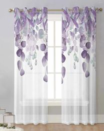 Curtain Watercolour Plant Eucalyptus Leaves Modern Tulle Curtains Voile Drapes Sheer Window Bedroom Accessories