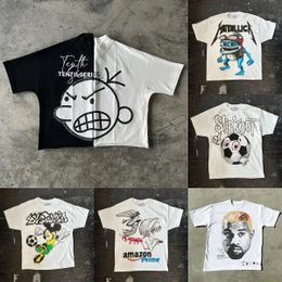 Men's T-Shirts American Graphic tee Vintage Loose Y2k Shirts High Quality Cotton Short Sleeve Tops Clothes Harajuku Streetwear Asian Size S-3XL