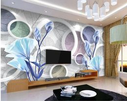 Wallpapers 3d Murals Wallpaper For Living Room Circle Flower Home Decoration Papel De Parede