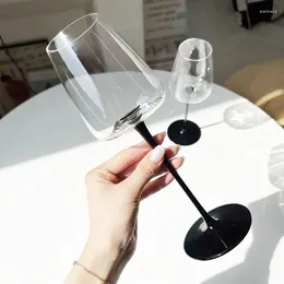 Wine Glasses Red Hand Black Tie Crystal Burgundy Light For Tasting Perfect Gift Valentine Anniversary Birthday