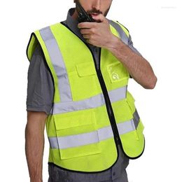 Cat Costumes High Visibility Reflective Safety Vest Work Multi Pockets Workwear Waistcoat Men