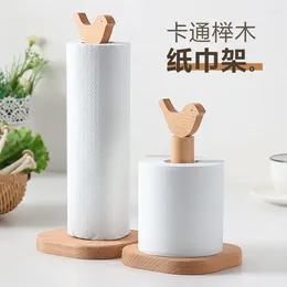 Kitchen Storage 1PC Wooden Vertical Paper Towel Holder Rack Napkin Stand Shelf Punch Free Roll
