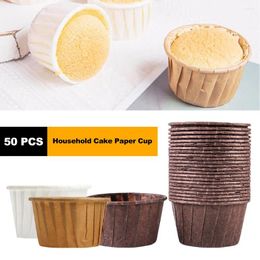 Disposable Cups Straws 50PCS Treated Paper Souffle Portion For Measuring Cupcake Cup Baking And High Temperature Household Cake Mould