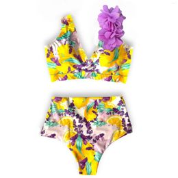 Women's Swimwear 2024 Retro One Piece Swimsuit Shoulder Strappy Print Floral Women Slimming Bathing Suit Beach Wear