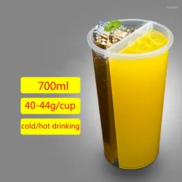 Cups Saucers Excellent 30pcs Creative Special Thickness Double Grid Disposable Plastic 700ml Or Cold Drink Cup PP Expresso