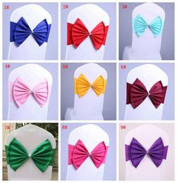 Elastic Wedding Chair Cover Sash Bands Wedding Birthday Party Chair Buckle Sashes Spandex Bow Tie Chair Backs Props Decoration DBC3287501