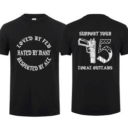 Men's T-Shirts Amazing Ts Men Support Your Local Outlaws Biker Motorcycle MC T Shirt Double-sided Casual Oversized T-shirt Male T-shirts T240510