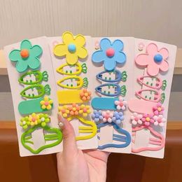 Hair Accessories 6Pcs/Set Colourful Flower Girls Hair Clips Korean Cloud Carrot Shape Hair Pins Sweet Baby BB Clip Barrettes Kids Hair Accessories