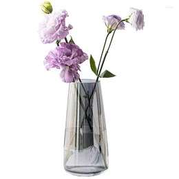 Vases Flower Glass Vase For Decor Home Handmade Modern Large Centrepieces Living Room Kitchen Office(Gray)