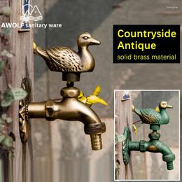 Bathroom Sink Faucets Animal Shape Garden Faucet Duck Art Antique Countryside Outdoor Brass Washing Machine Wall Mounted Cold Water Tap