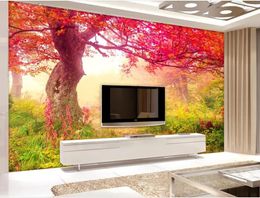 Wallpapers 3d Wallpaper For Room Autumn Scenery Red Maple Forest Background Wall Murals Po