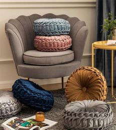 Round Cushion Soft Velvet Pillow Pink Blue Solid Color Floor Pat 40x40cm Handcraft Home decoration Sofa Chair Car Decor 2202176966912
