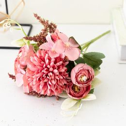 Decorative Flowers Silk Peony Embroidery Artificial Bouquet Wedding Party Bride's Handheld Flower House Desktop Layout