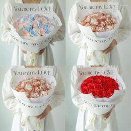 Decorative Flowers Broken Ice Blue Rose Soap Flower Bundle Gives Girlfriend Eternal Birthday Gift Girl Valentine's Day