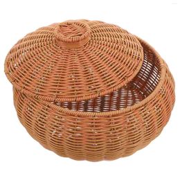 Mugs Woven Basket For Kitchen Egg Storage Baskets Organising Hamper Multi-functional Bread Supply Food Weave With Lid