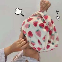 Towel Hair Drying Hat Women Strawberry Fruit Printed Quick Shower Caps Soft Microfiber Double-layer Towels Sweet