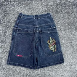 Hip Hop Retro Snake Graphic Streetwear JNCO Shorts Y2K Pants Mens Baggy Denim Gym Shorts Harajuku Gothic Men Basketball Short 240511